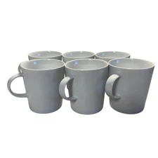 Crate & Barrel White Porcelain Maison Coffee Mug Made in Japan 12 oz Set of 6