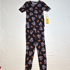 Disney Stitch 2-Piece Pajama Set Size 8 Black Snug Fit Cotton Halloween pumpkin
