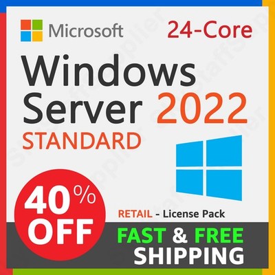 Microsoft Windows Server 2022 Standard 64bit 24 Core License + 10 CALS, NEW
