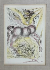 Salvador Dali c.1968 Pegasus Signed Original Etching Mythology Flying Horse Art