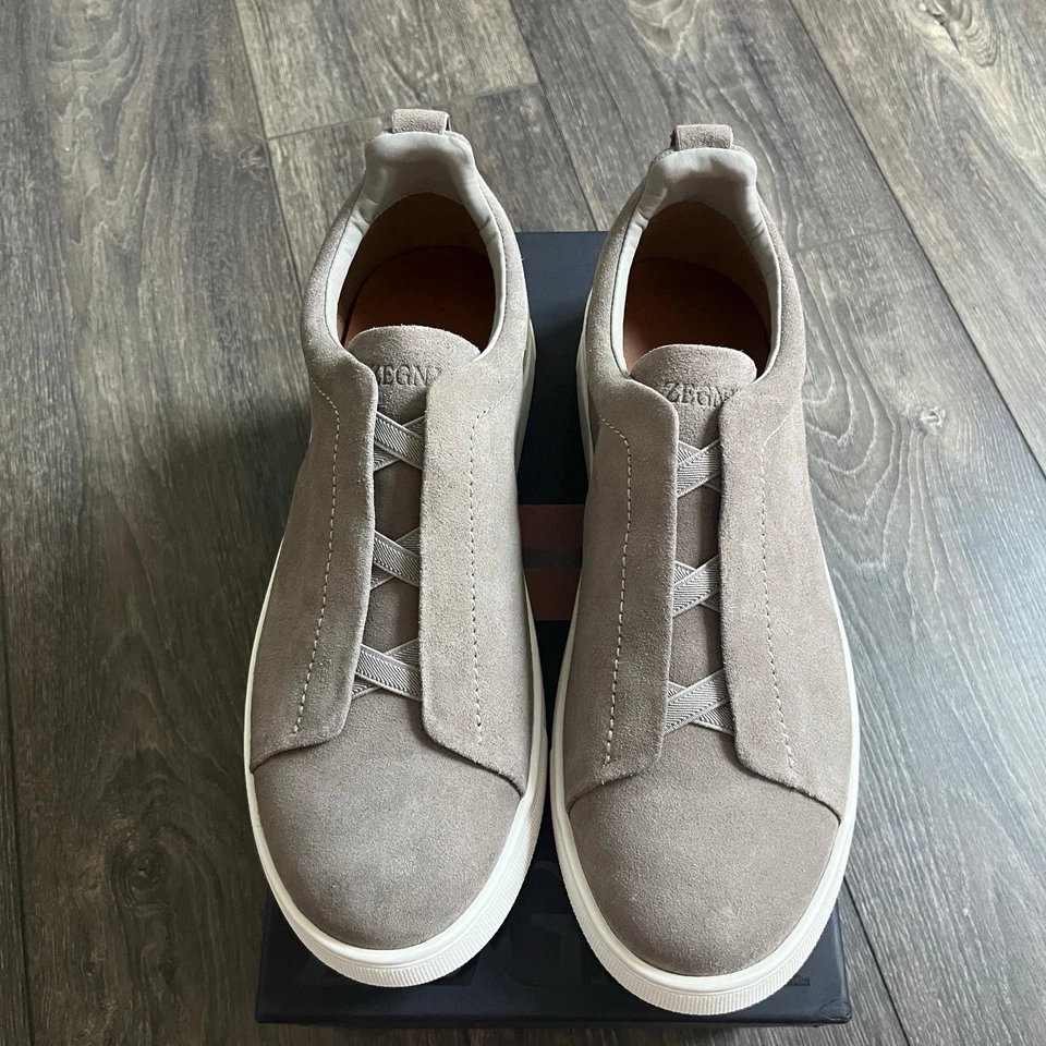 Zapatillas deportivas ZEGNA gris gamuza triple puntada para hombre EU 45 / US 12 nuevas con caja Foto 2 de 4