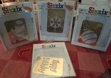 Sizzix NIP Simple Impressions Embossing Folder Lot Of 4 Christmas Happy Birthday