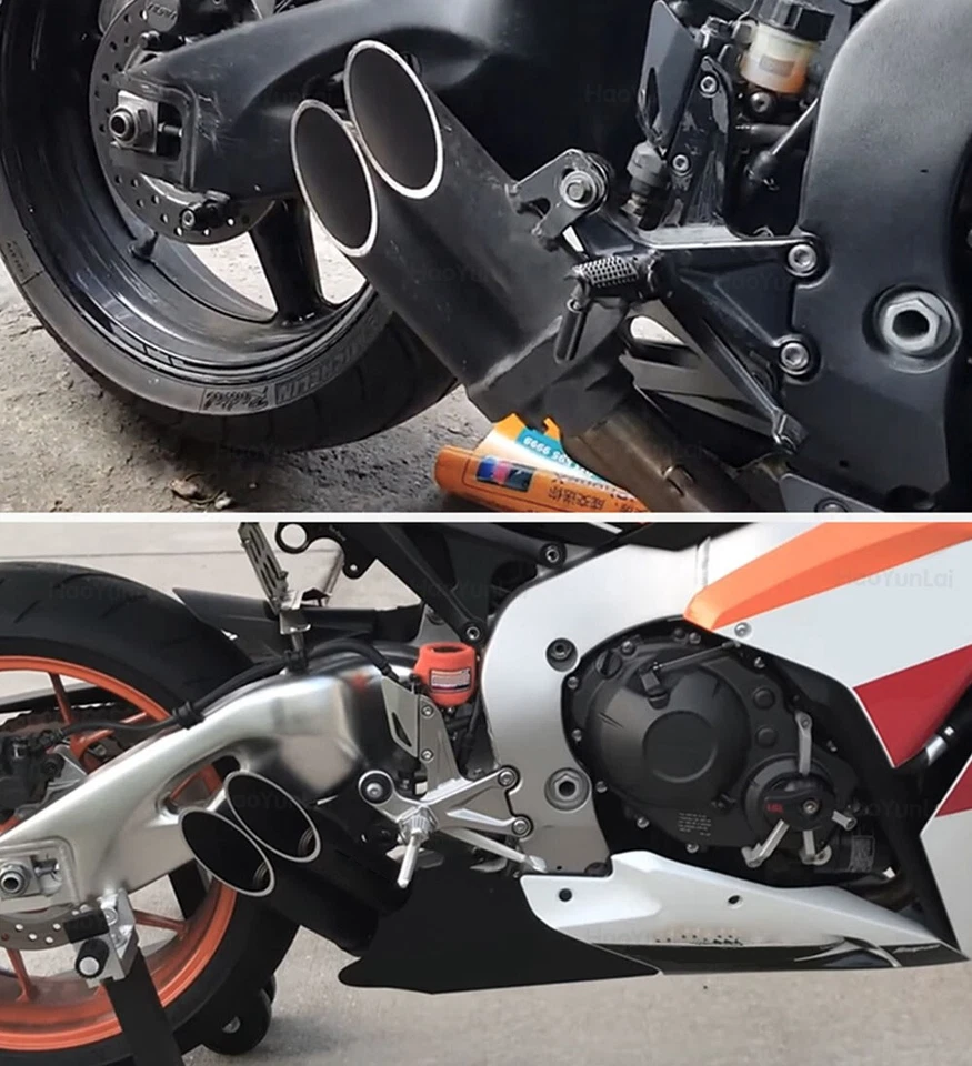 Tubo de escape doble orificio 280 mm puntas silenciadoras para Honda CBR650R CBR650F CB650R / F Foto 2 de 4