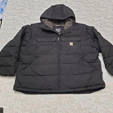 Carhartt Jacket Mens 3XL Black Full Zip Pockets Hooded Rain Defender Loose Fit