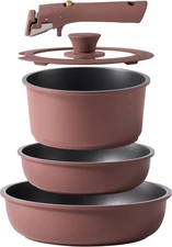 CAROTE 5pcs Pots and Pans Set Non stick,Cookware Set Detachable Handle,kitchen e