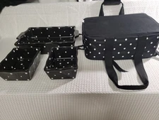 TEMP-TATIONS PRESENTABLE OVENWARE By Tara 13PC SET Black & White Polka Dots-NEW!