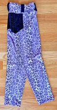 Pro Wrestling Tights Purple Glitter Cheetah Print w/ Black Snakeskin Pockets L