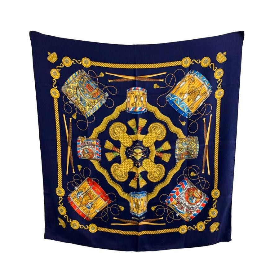 Hermes Carre90 Silk Scarf Tambour Tambul Drum Design for Women
