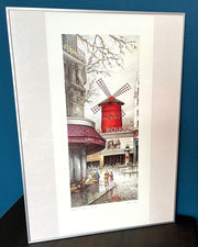 1974 Paris Moulin Rouge Print Ortiz Alfau Editions Krisarts Framed French Art