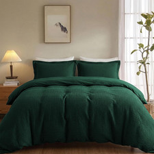 Waffle Weave Cotton Duvet Cover Queen Size - 100 Cotton Duvet Cover Set for All