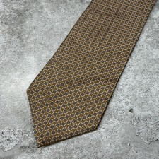 Tommy Hilfiger Silk Tie Mens One Size Brown Geometric Made In USA Necktie