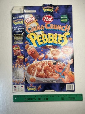 Cinna-Crunch Pebbles cereal box Flintstones Limited Edition 1999 Post used