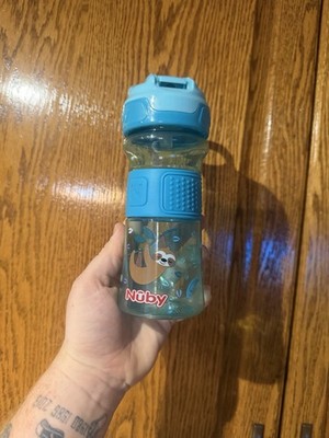 nuby thirsty kids push button flip-it soft spout on the go water bottle Used