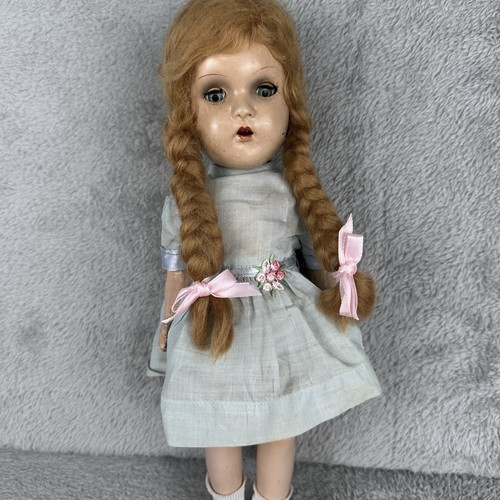 Vintage Composition Doll 14" Unmarked Sleep Eyes Open Mouth Teeth TLC - Picture 7 of 24