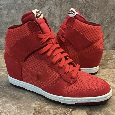 Nike Dunk Sky High Essential Hidden Wedge Red Suede/Msch Sneaker Women s 9.5