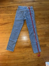Vintage Levi's Men's Blue Light Wash Straight Leg Denim orange tab
