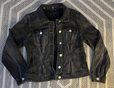 BLANKNYC Medium Wash Cropped Denim Trucker Jacket M Distressed
