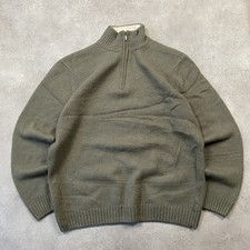 Timberland Jumper Mens XL Quarter Zip Chunky Knit Sweater, Green