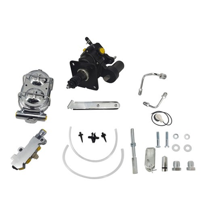#ad Power Brake Booster Hydraulic Chrome Master Disc Drum Kit Universal Hydrobooster $398.54