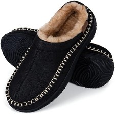 Men's Memory Foam Moccasin Slippers Warm Plush Indoor Outdoor House Shoes Gift