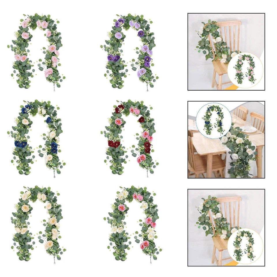 Guirlande Artificielle Eucalyptus Fleur Vigne Suspendue Ornamental Confection En - Photo 1/1