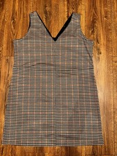 Brown houndstooth pinafore dress – size 18