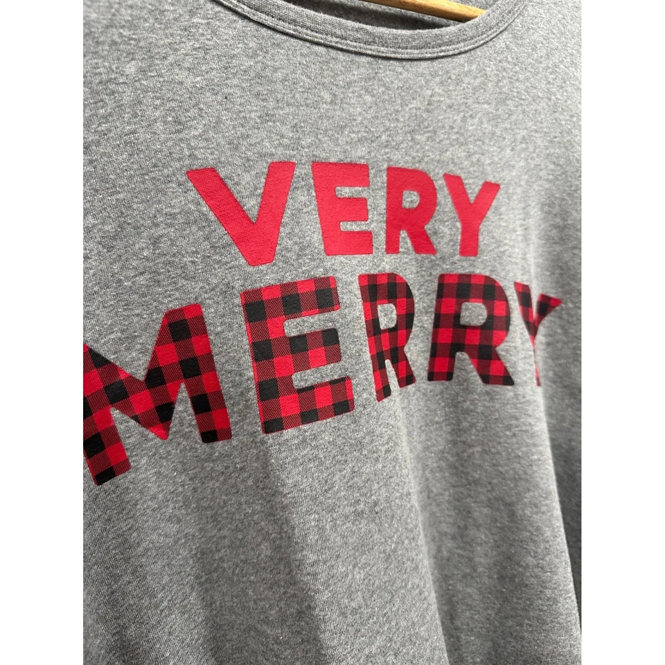 Mujer Navidad Muy Feliz Gráfico Gris Sudadera Vacaciones Sudadera XXL Foto 3 de 4