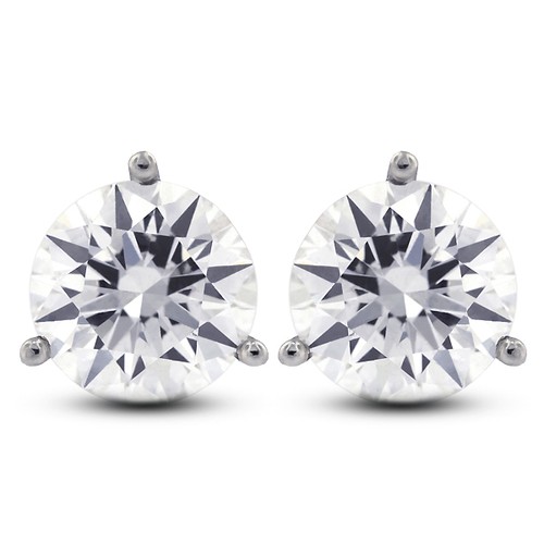 Pendientes redondos brillantes de oro blanco con diamantes naturales certificados G SI2 2,54 ctw - Imagen 8 de 10