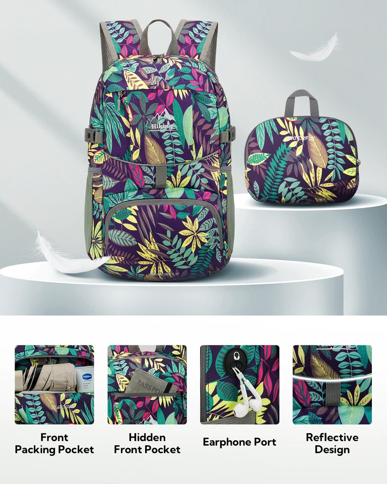 WATERFLY Packable Hiking Daypack: 25L Ultralight Fold-Waterproof Outdoor Unisex - Image 3 of 4