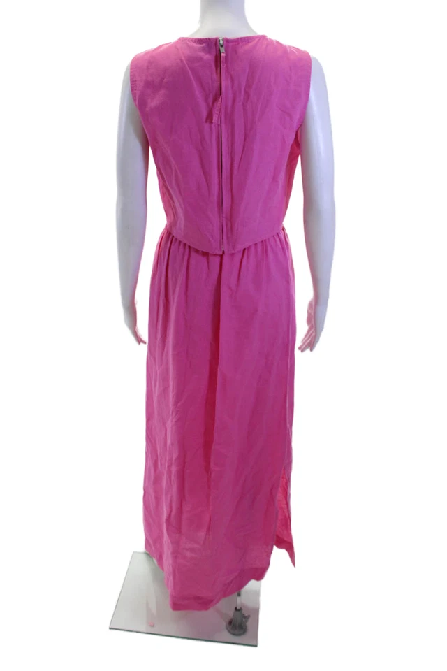 Something Navy Womens Maxi Skirt Set Pink Cotton Linen Drawstring Size M - Image 4 of 4