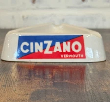 Vintage CinZano Vermouth Ashtray Triangle 5" Ceramic Made in Italy