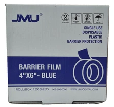JMU Barrier Film Roll Tape Blue 4" x 6" 1200 Sheets Dental Barrier Film Roll
