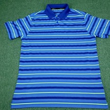 Nike Golf Tour Performance Dri-Fit Polo Golf Shirt Men's M Blue Striped Tennis