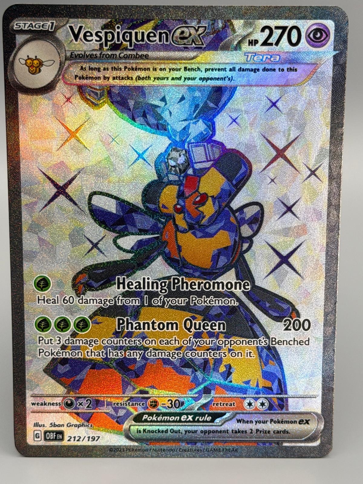 Vespiquen ex 212/197 Ultra Rare Obsidian Flames Pokemon Holo Near Mint