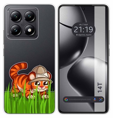 Hülle Silikon Transparent für Xiaomi 14T 5G Design Tiger Muster