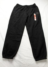 Reebok Womens Relaxed Fit Pull On Drawstring Fleece Joggers JK5 Black Medium NWT