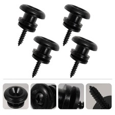 4Pcs Black Guitar Strap Button Lock Durable Metal with Screw and Washer
