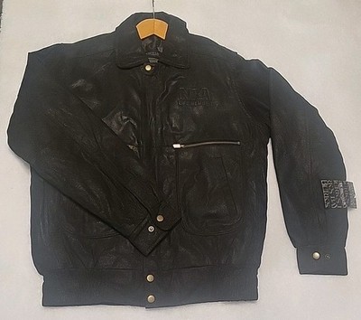 NRA Life Member Burk's Bay Mens Leather Jacket Size M NWT Has Scuffs Back Collar