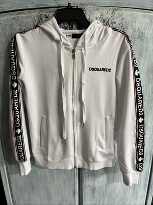 DSQUARED2 Hooded Zip Up Jacket White Medium Graphic NWOT