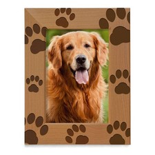 - Doggie Paw Engraved Natural Wood Picture Frame, Best Dog Ever, Memorial Dog...