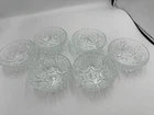 6 Vtg Anchor Hocking Star Cameo Medallion Berry Dessert Bowls 4 1/2"