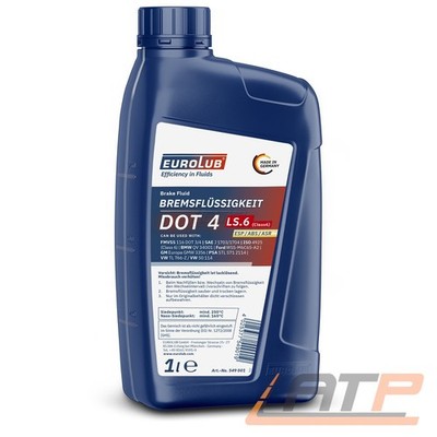 EUROLUB 1 L LITER BREMSFLÜSSIGKEIT DOT4 DOT 4 LS.6 CLASS 6 BRAKE FLUID