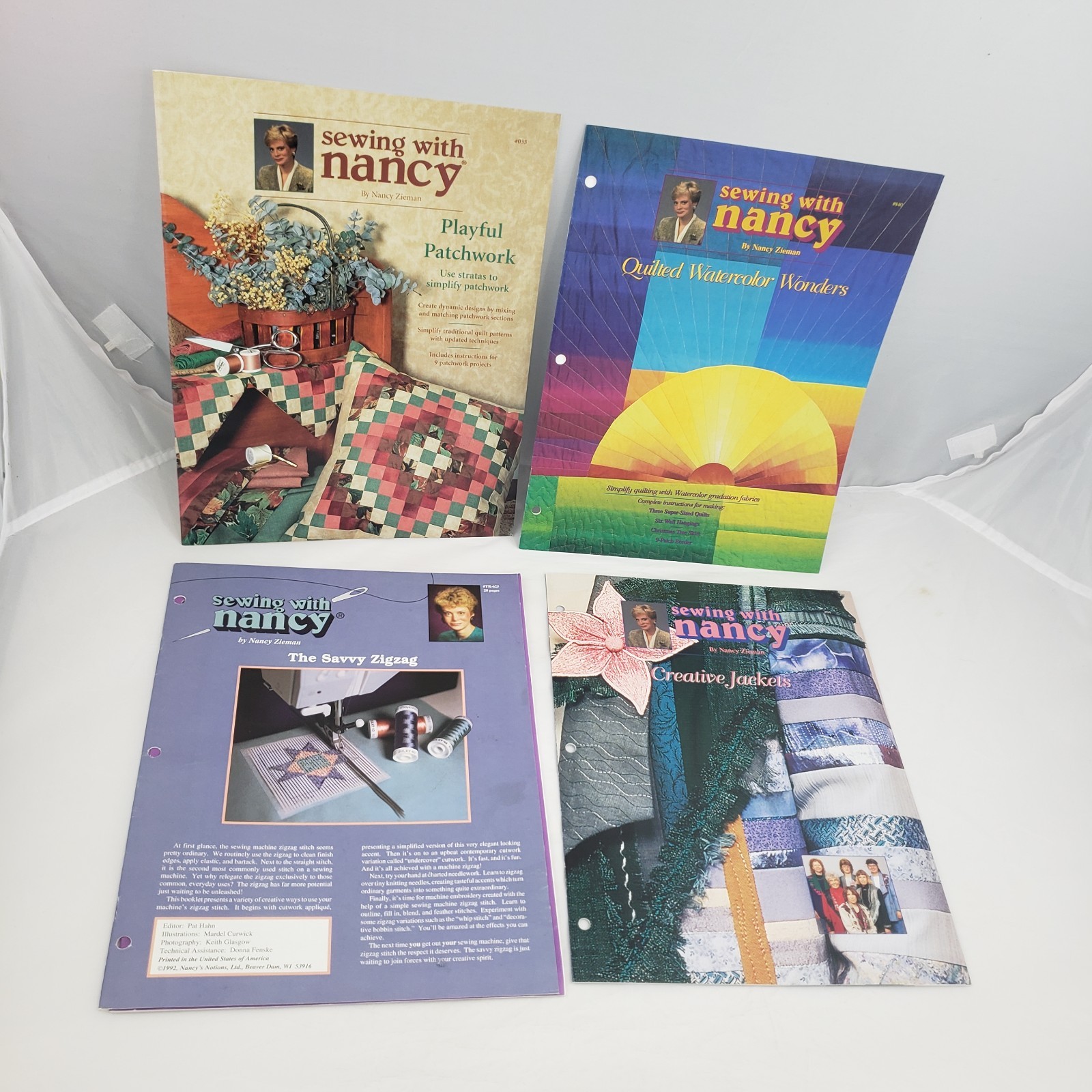 11 Sewing with Nancy Booklets Lot Binder Inserts Patchwork Jackets Serger Zigzag