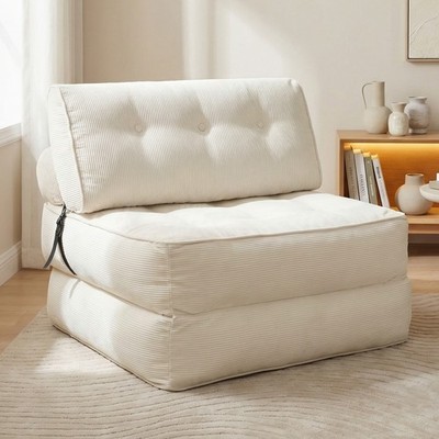 Convertible Space-Saving Sleeper Relax Sofa With Neck & Waist Support Cushion