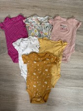 Carter  s Lot of 6 Cotton One Piece Bodysuit Baby Girls Size 12 months