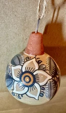 Hand Painted Tonala Pottery Signed Jimon Mexican Folk Art Ball Holiday Ornament