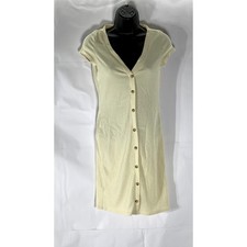 ASOS DESIGN Women’s Beige Ribbed Button-Up V-Neck Short Sleeve T-Shirt Dress SZ6