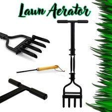 Lawn Grass Soil Aerator 4 Spikes Handle Outdoor Garden Plug Aeration Hollow