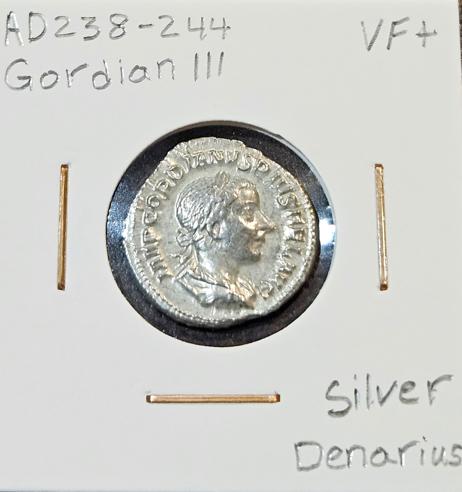 Gordian III Silver Denarius, AD 238-244 Ancient Roman Imperial Coin Very Fine +