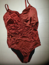 GOTTEX 2026 Brick Mademoiselle 1 Pc Lingerie Strap  Ruched Swimsuit Sz 14 NWT